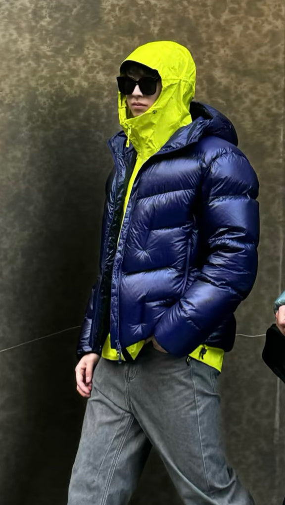 Hooded Duck Down Jacket Unisex Outdoor Warm  Water-proof Woman Man with Pocket