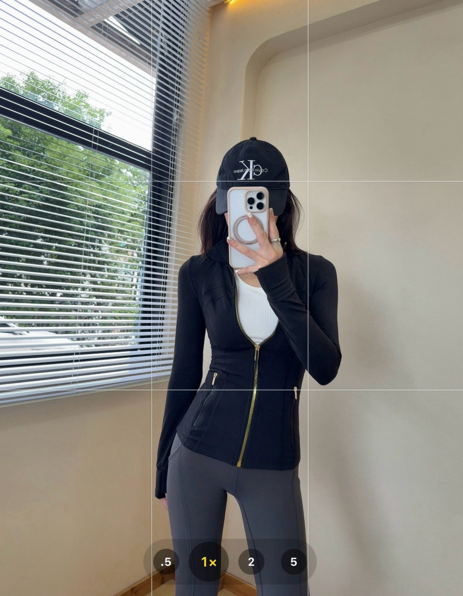 *define Gold Zipper Stand Collar Yoga Shirt lulu The same style slim-fit slimming sports fitness running jacket coat