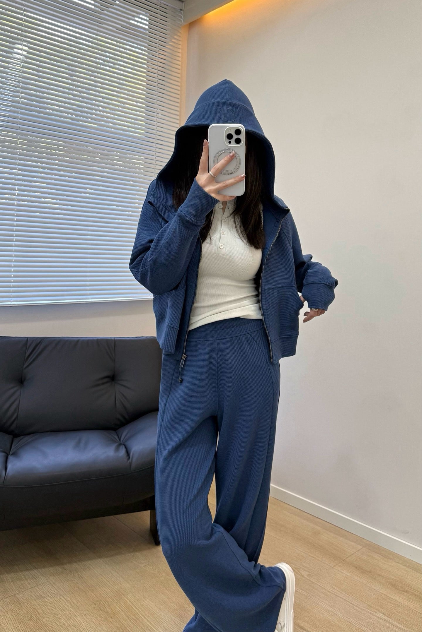 Women's Scu Waffle Texture Activewear Hoodie Pants Set Durable Casual All Seasons Athletic Breathable