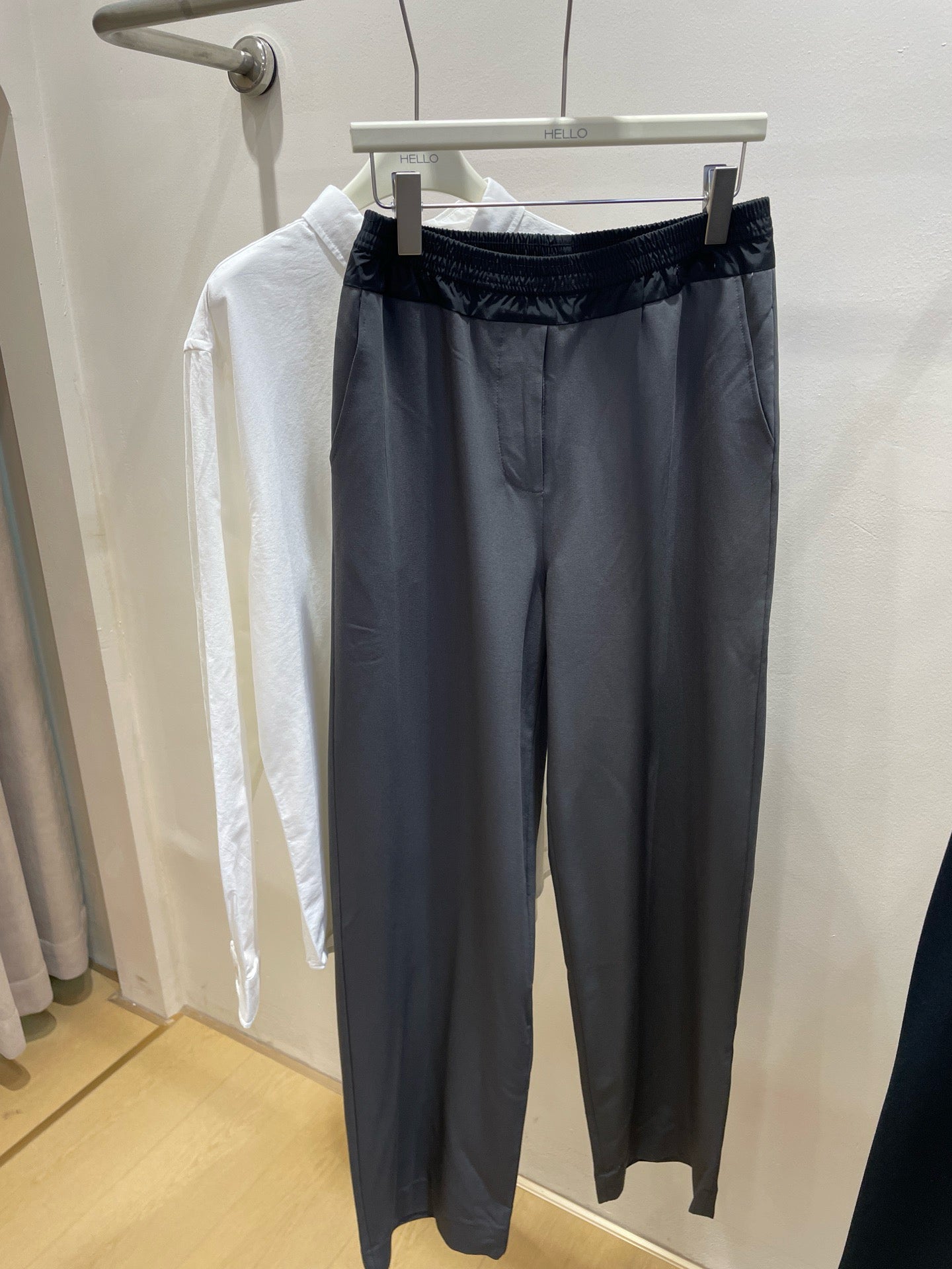 Women's High-Waist Stretchy Wide-Leg Pants Dark Blue Dark Grey S M L