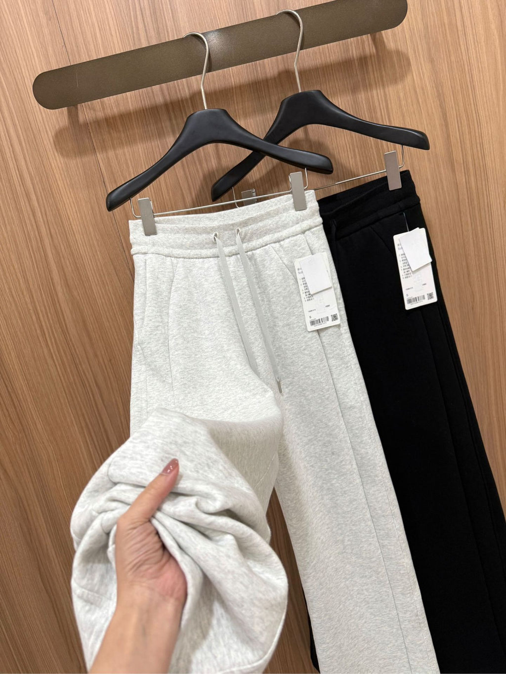Scub Fleece-Lined High-Waisted Drawstring Wide-Leg Pants Warm Casual Versatile Slimming Autumn Winter Floor-Length Sweatpants 1266