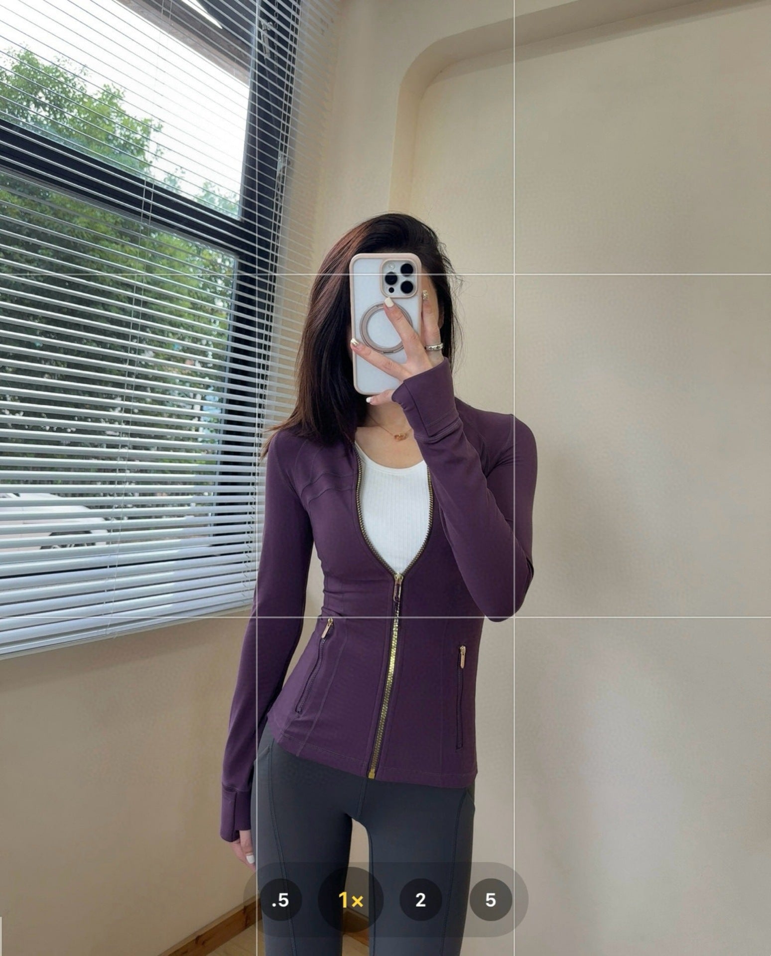 *define Gold Zipper Stand Collar Yoga Shirt lulu The same style slim-fit slimming sports fitness running jacket coat