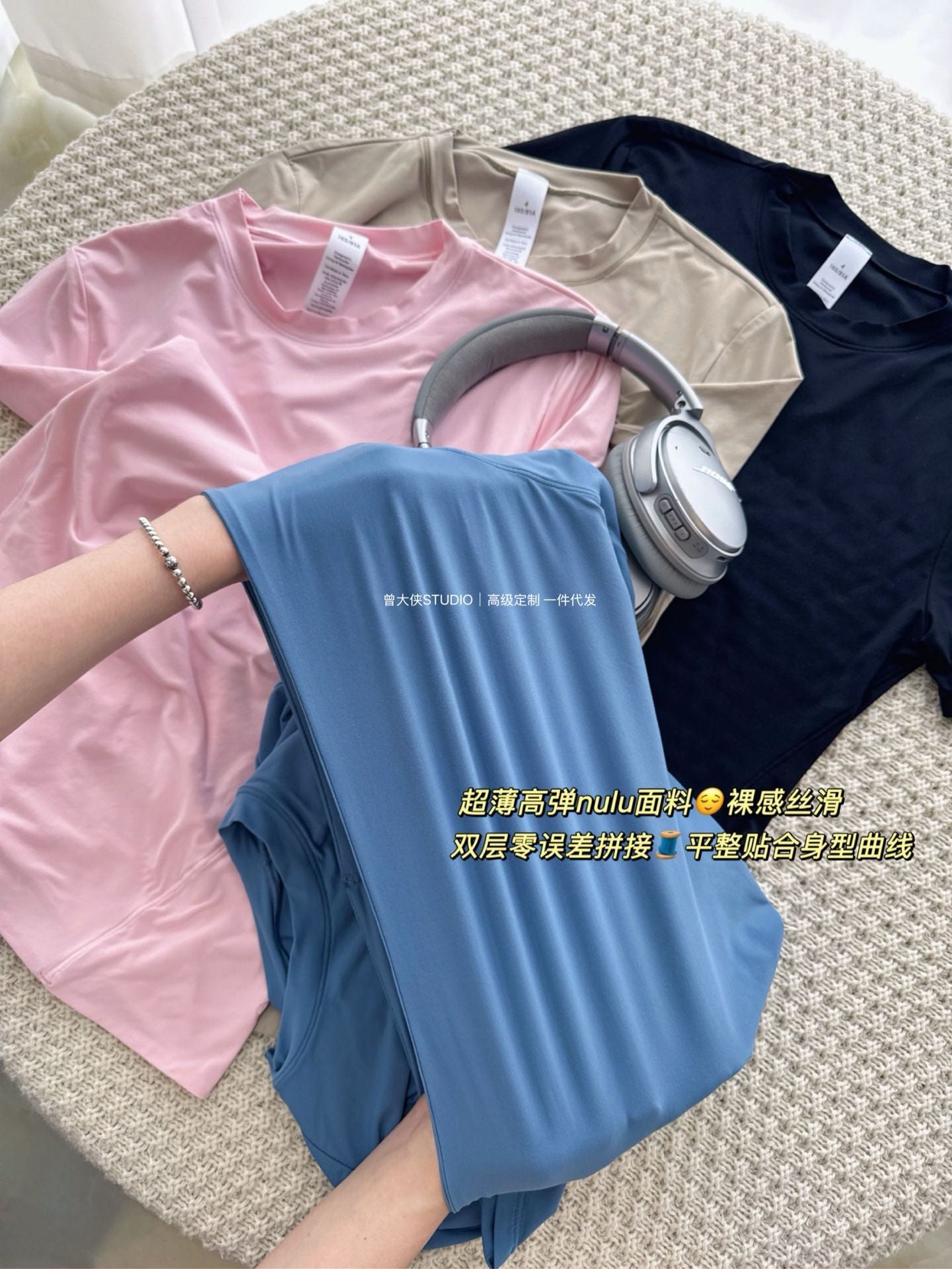 *Lulu Same Style Nulu Double Layer Slim Waist Bare Feel Short Sleeve Casual Sports Ultra Soft Slim Fit Versatile Slimming T Women's T-shirt