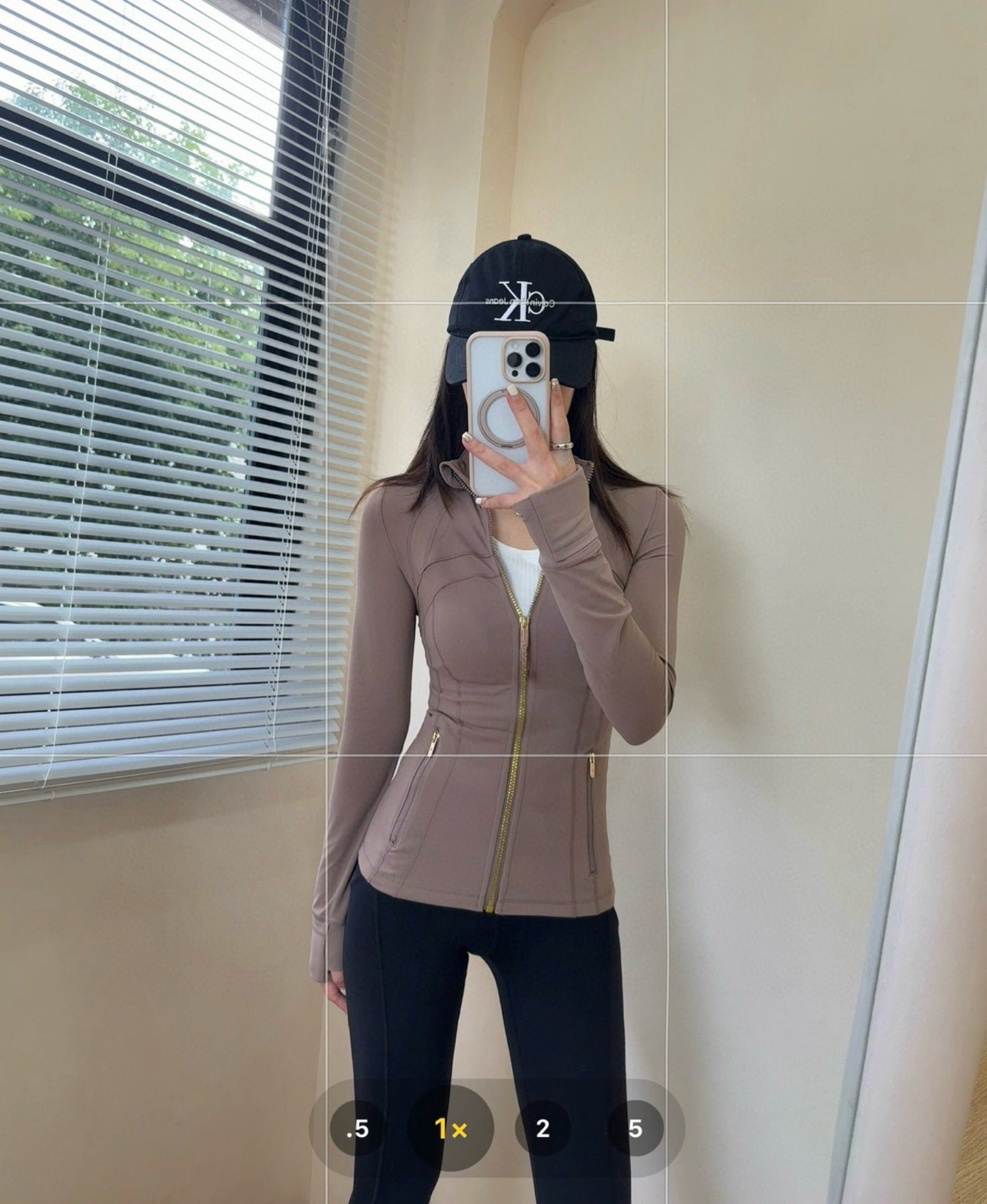 *define Gold Zipper Stand Collar Yoga Shirt lulu The same style slim-fit slimming sports fitness running jacket coat