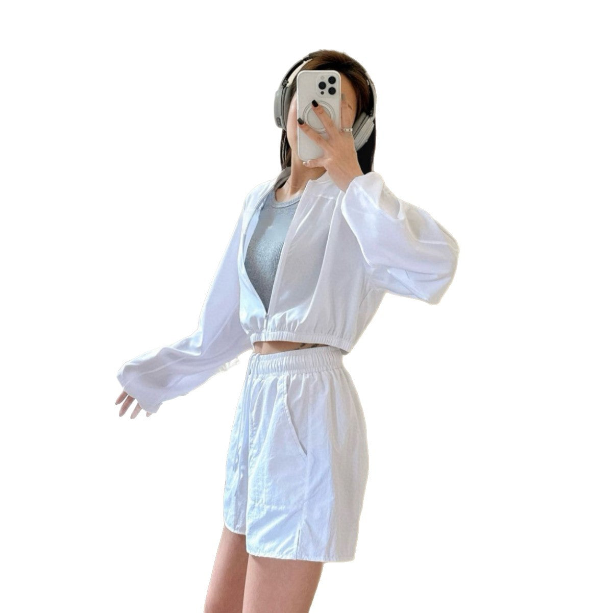 Sun Protection Sports Sun-Protective Coat Short Jacket Lightweight Quick-Dry Breathable Outdoor Casual Running Fitness Coat for Women