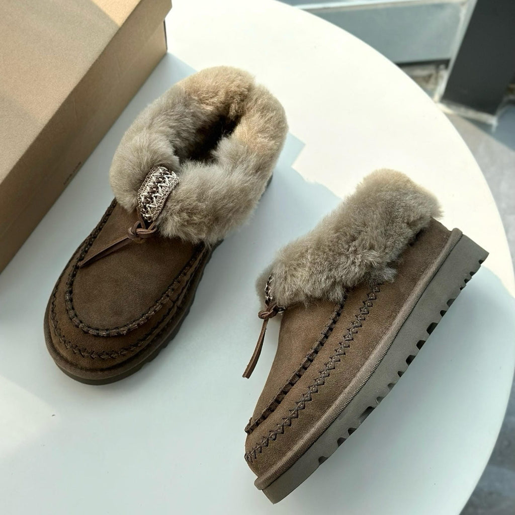Water-Resistant Suede Platform Snow Boots Cozy Sheepskin Lined Winter Ankle Boot Thick Sole Winter Boots