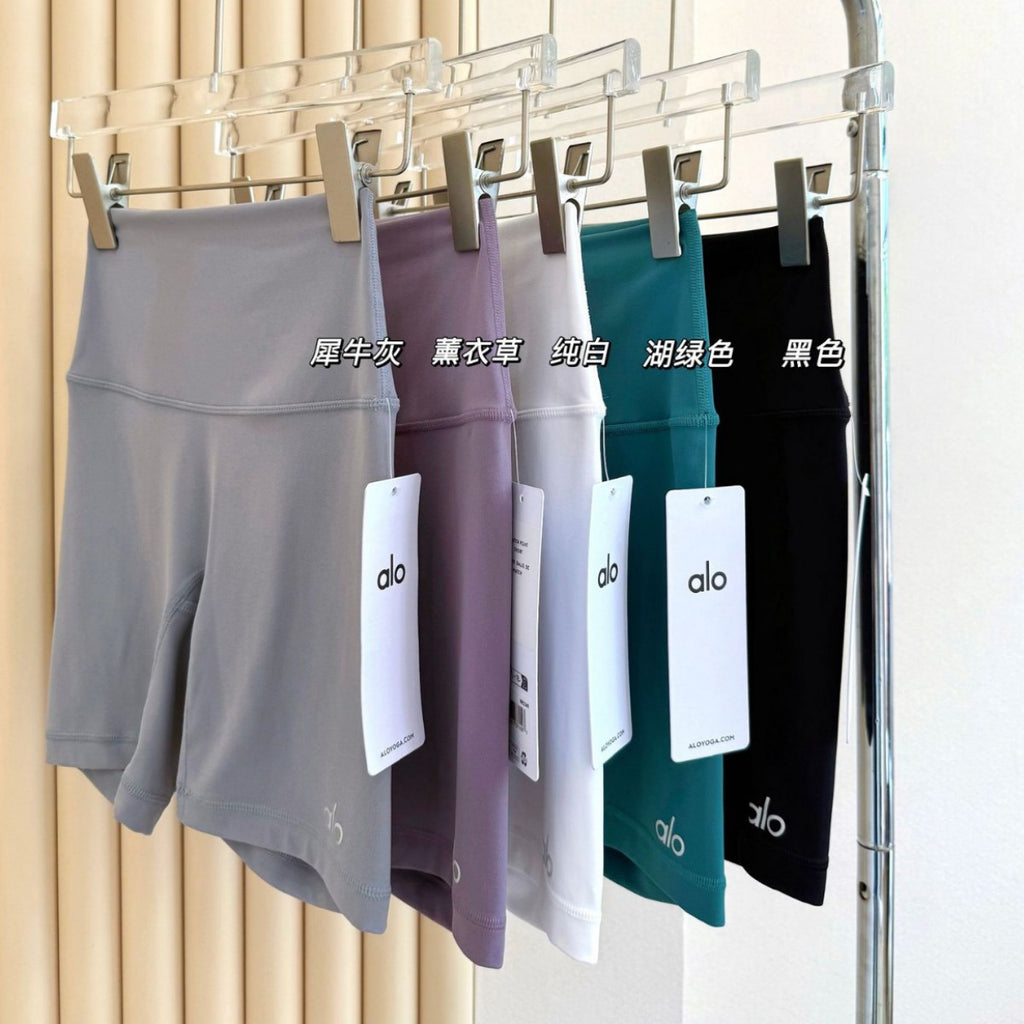 *Alo 7Inch Yoga Cycling Pants High Waist Running Sports Fitness Training Shorts Women Four Hot Pants Outer Wear Women