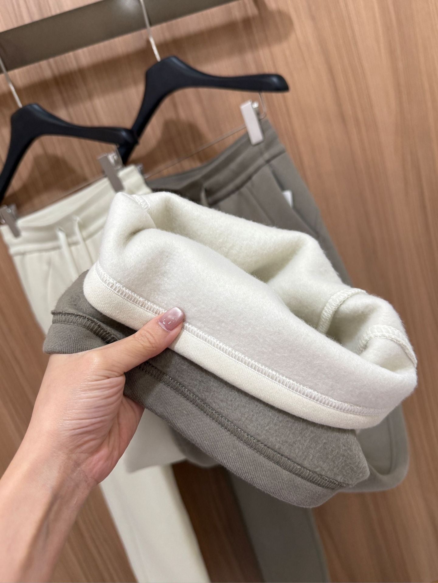 Scub Fleece-Lined High-Waisted Drawstring Wide-Leg Pants Warm Casual Versatile Slimming Autumn Winter Floor-Length Sweatpants 1266