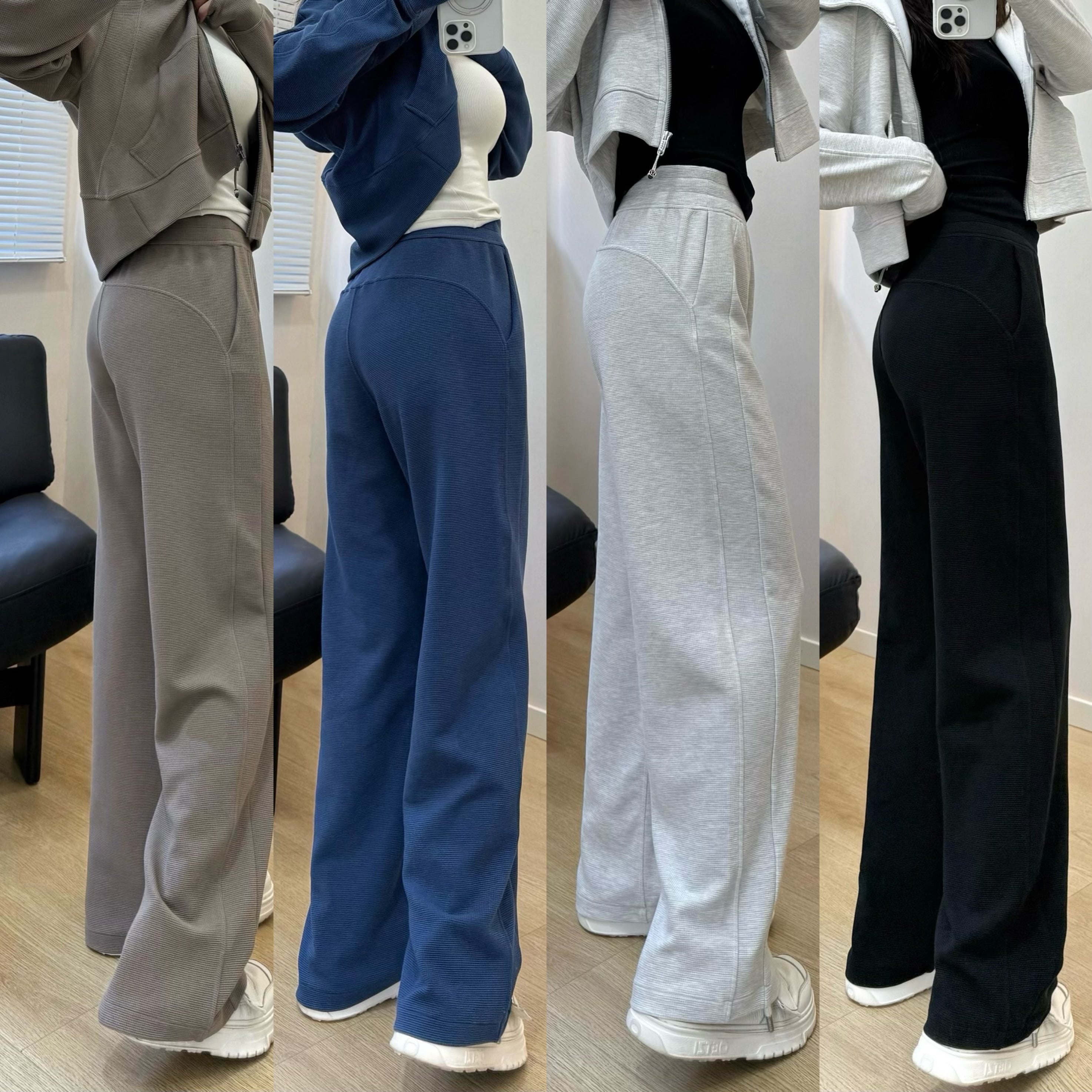 Women's Scu Waffle Texture Activewear Hoodie Pants Set Durable Casual All Seasons Athletic Breathable