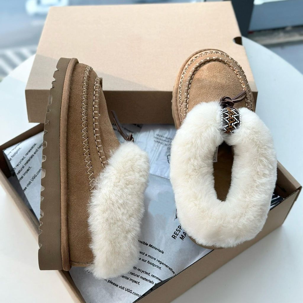 Water-Resistant Suede Platform Snow Boots Cozy Sheepskin Lined Winter Ankle Boot Thick Sole Winter Boots