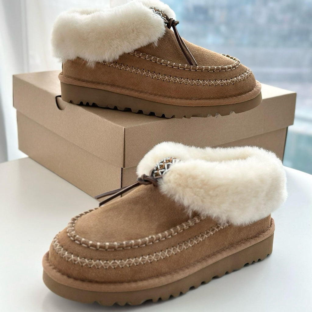 Water-Resistant Suede Platform Snow Boots Cozy Sheepskin Lined Winter Ankle Boot Thick Sole Winter Boots