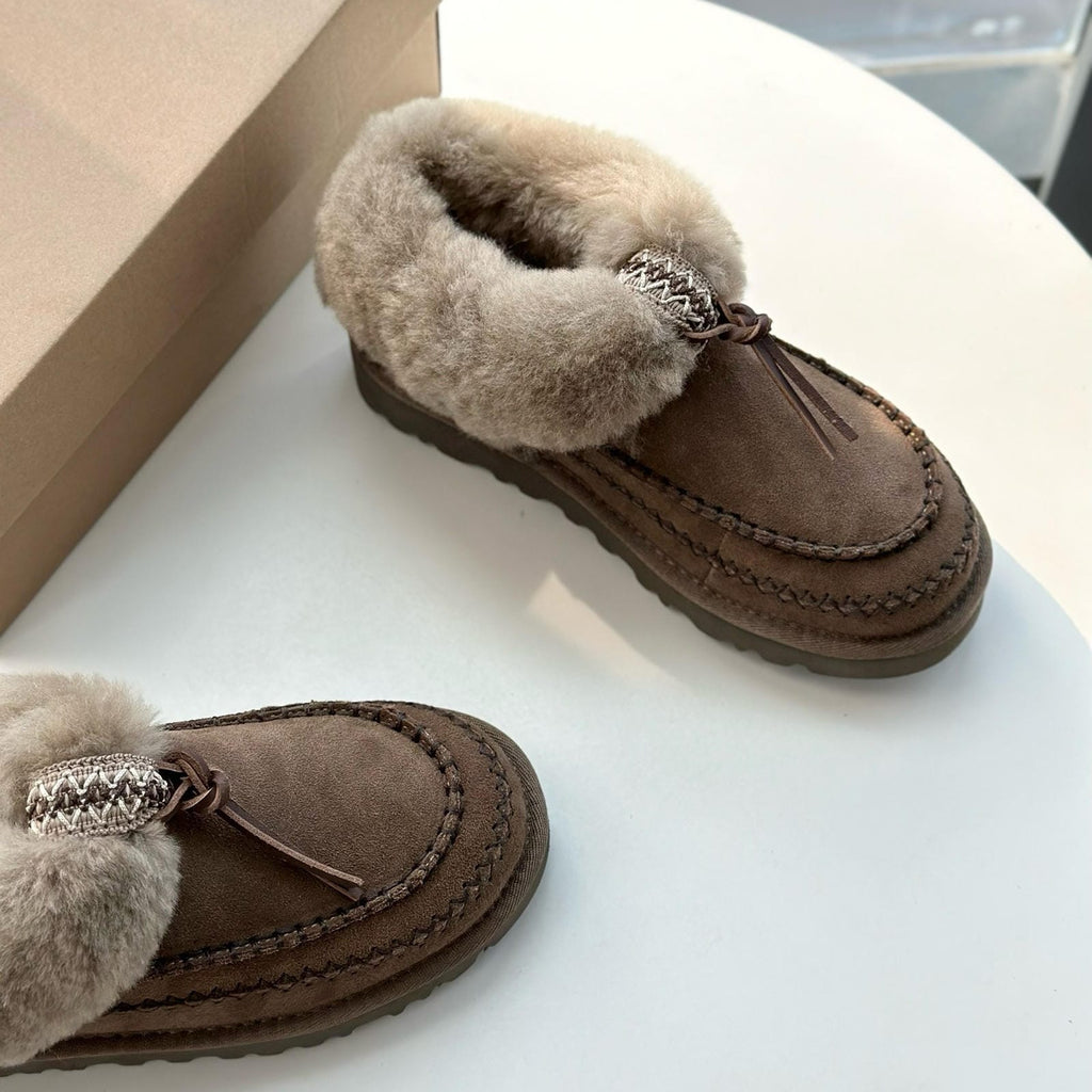 Water-Resistant Suede Platform Snow Boots Cozy Sheepskin Lined Winter Ankle Boot Thick Sole Winter Boots