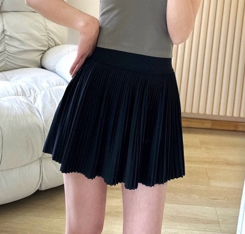 Practical Anti-slip Tennins Pleated Skirt Women Slimming Running Inner Lining Anti-Exposure Breathable Sports Yoga Fitness Pants Pleated Skirt activewear