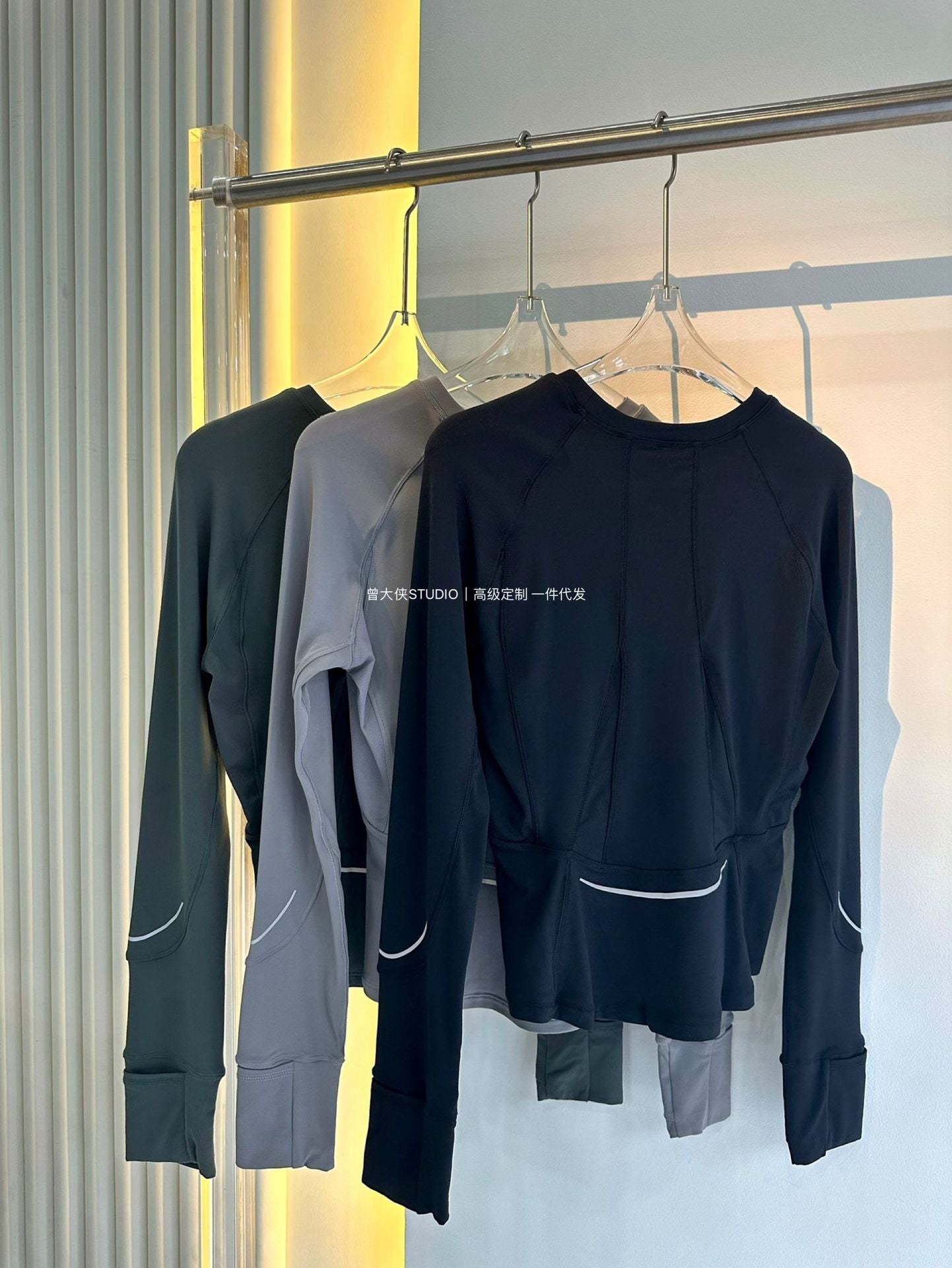 *lulu Same Style Rulu Reflective strip long sleeve T Shirt Quick-Dry Breathable Fitness Round Neck Slim Fit Yoga Top Slimming Shirt