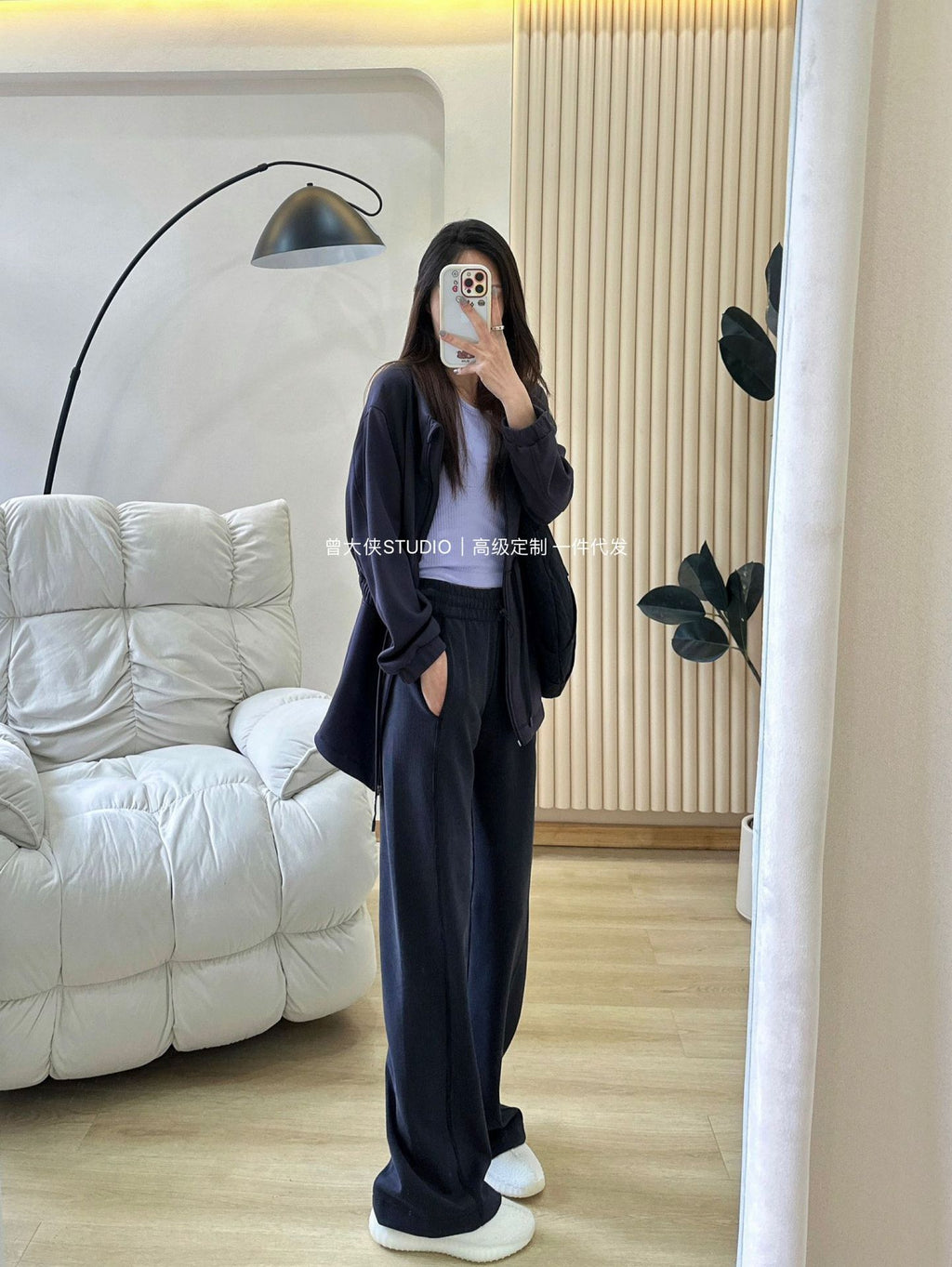 *LULU Same Style Softstreme Threaded High-Waisted Draped Casual Yoga Straight Narrow Wide-Leg Pants for Women