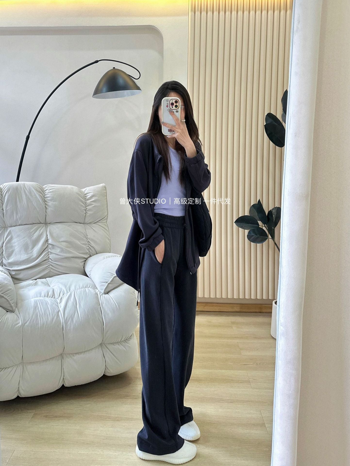 *LULU Same Style Softstreme Threaded High-Waisted Draped Casual Yoga Straight Narrow Wide-Leg Pants for Women