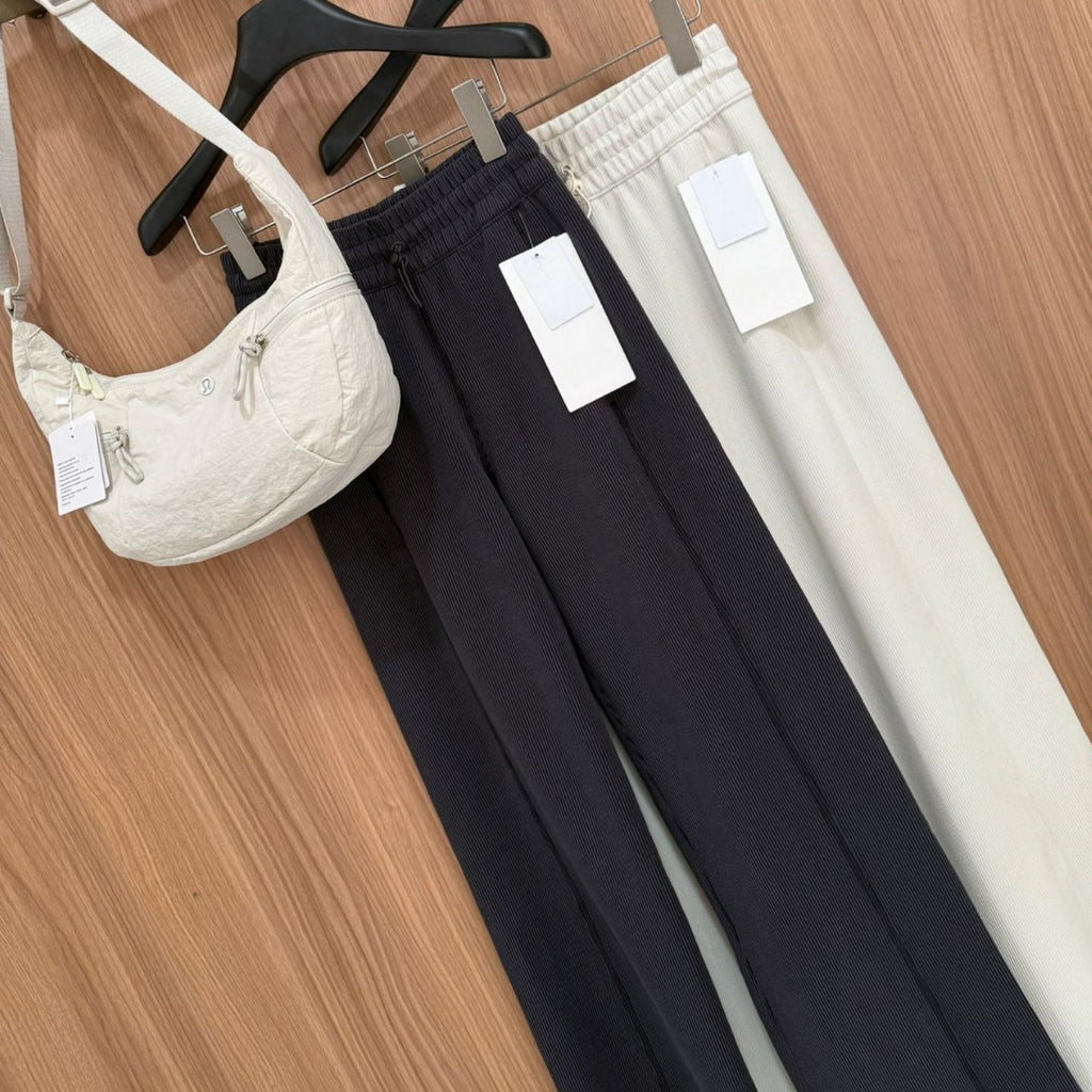 *LULU Same Style Softstreme Threaded High-Waisted Draped Casual Yoga Straight Narrow Wide-Leg Pants for Women