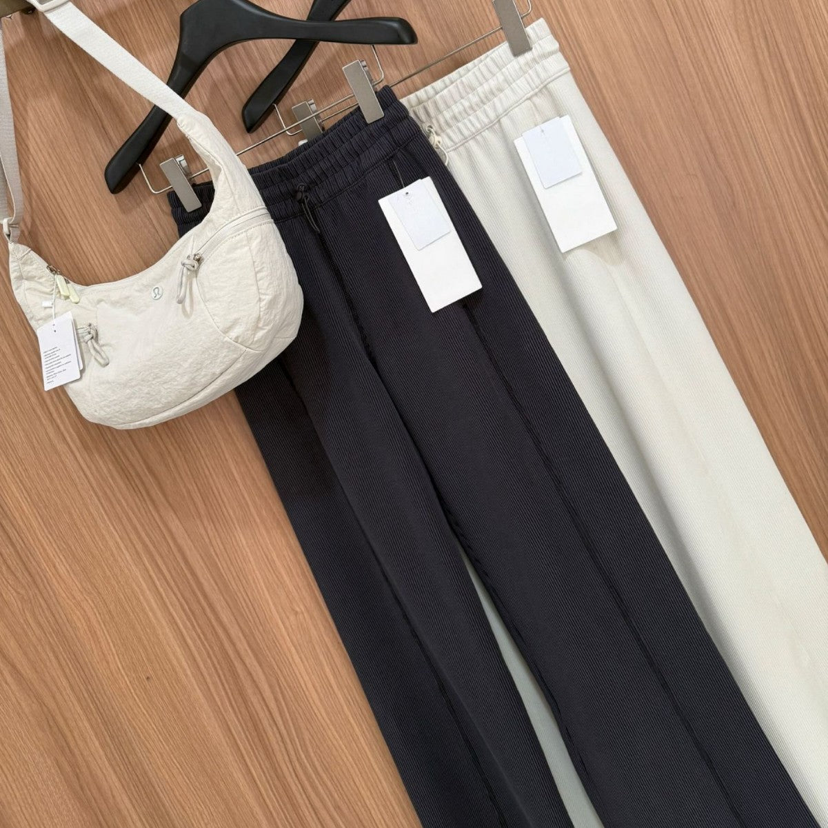 *LULU Same Style Softstreme Threaded High-Waisted Draped Casual Yoga Straight Narrow Wide-Leg Pants for Women