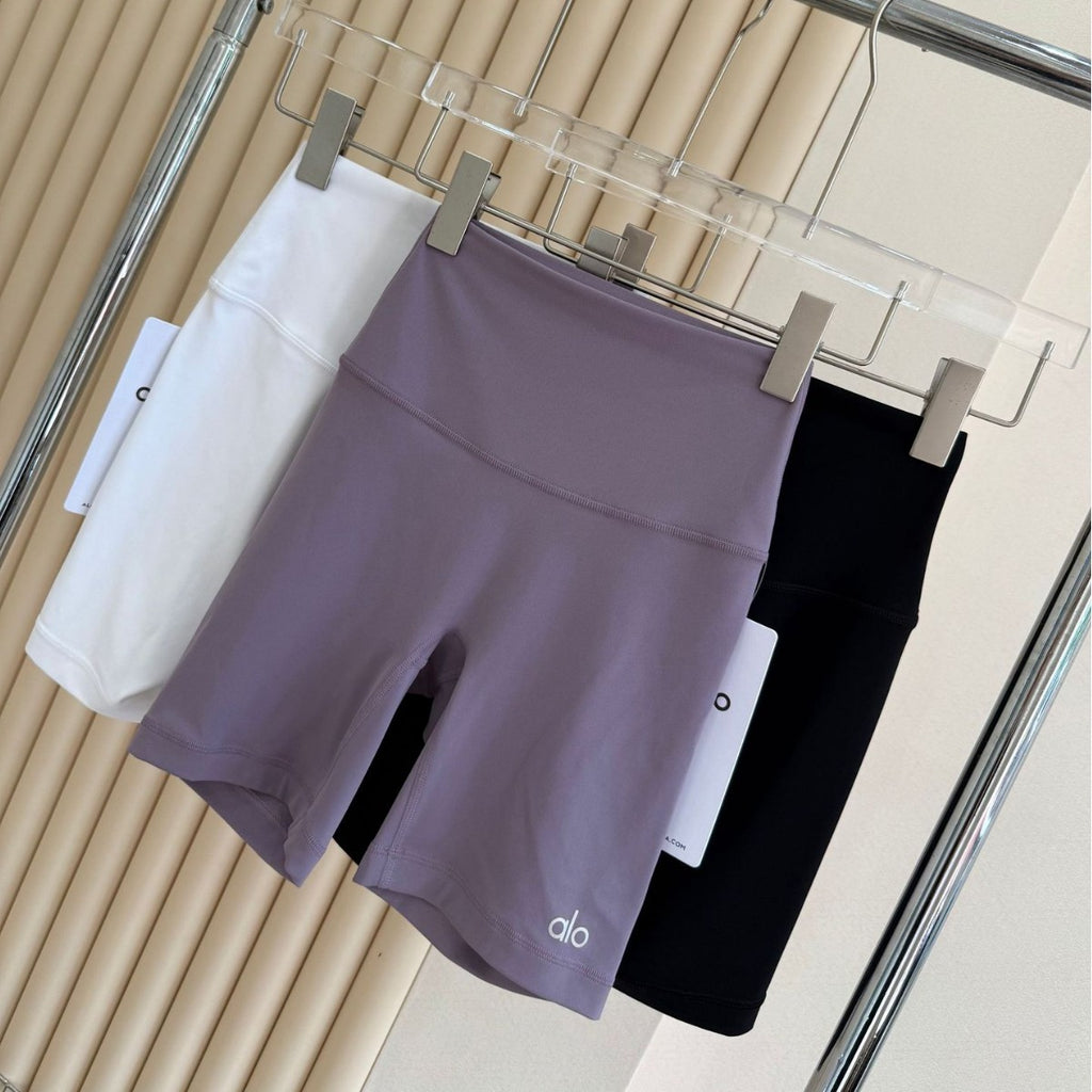 *Alo 7Inch Yoga Cycling Pants High Waist Running Sports Fitness Training Shorts Women Four Hot Pants Outer Wear Women