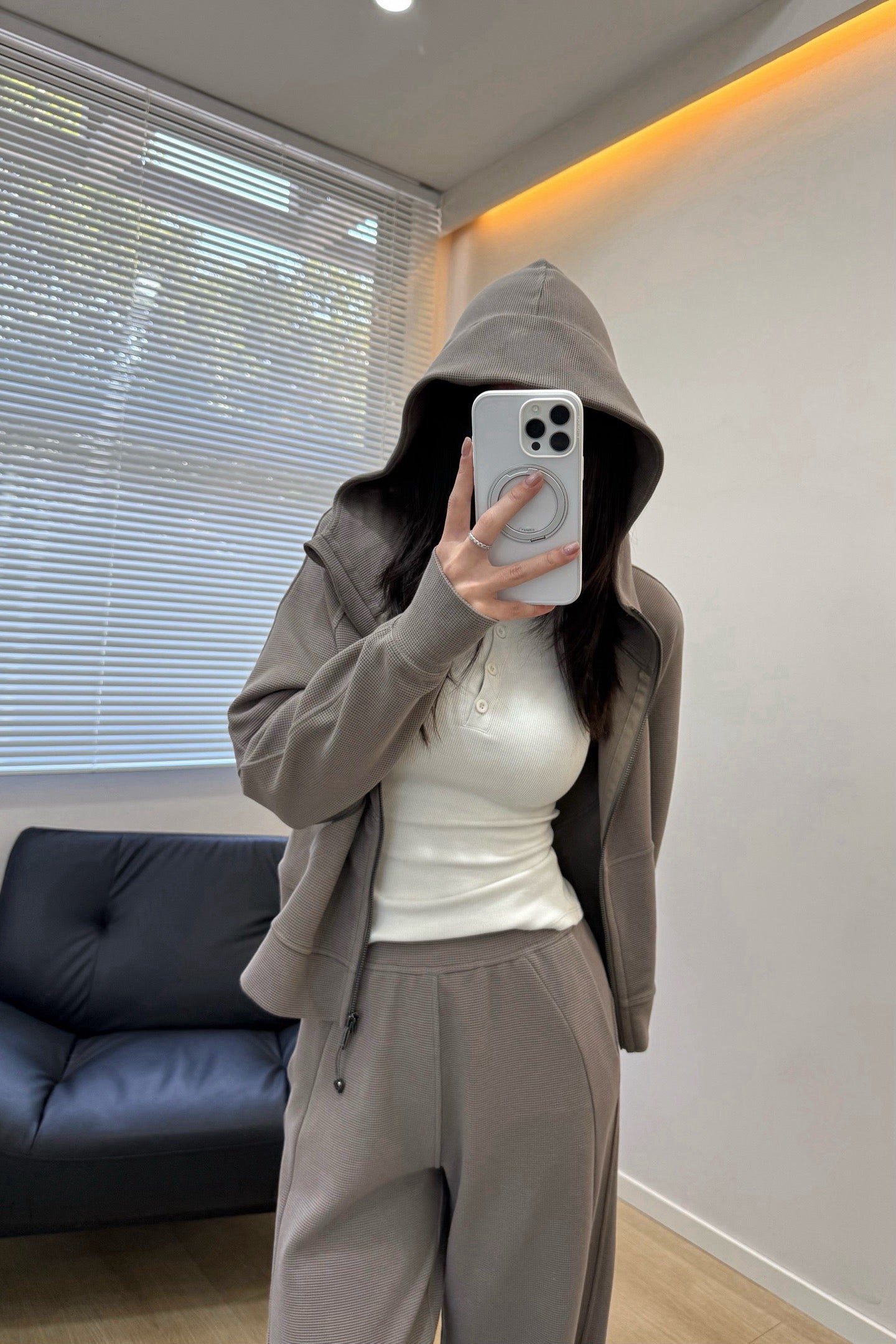 Women's Scu Waffle Texture Activewear Hoodie Pants Set Durable Casual All Seasons Athletic Breathable