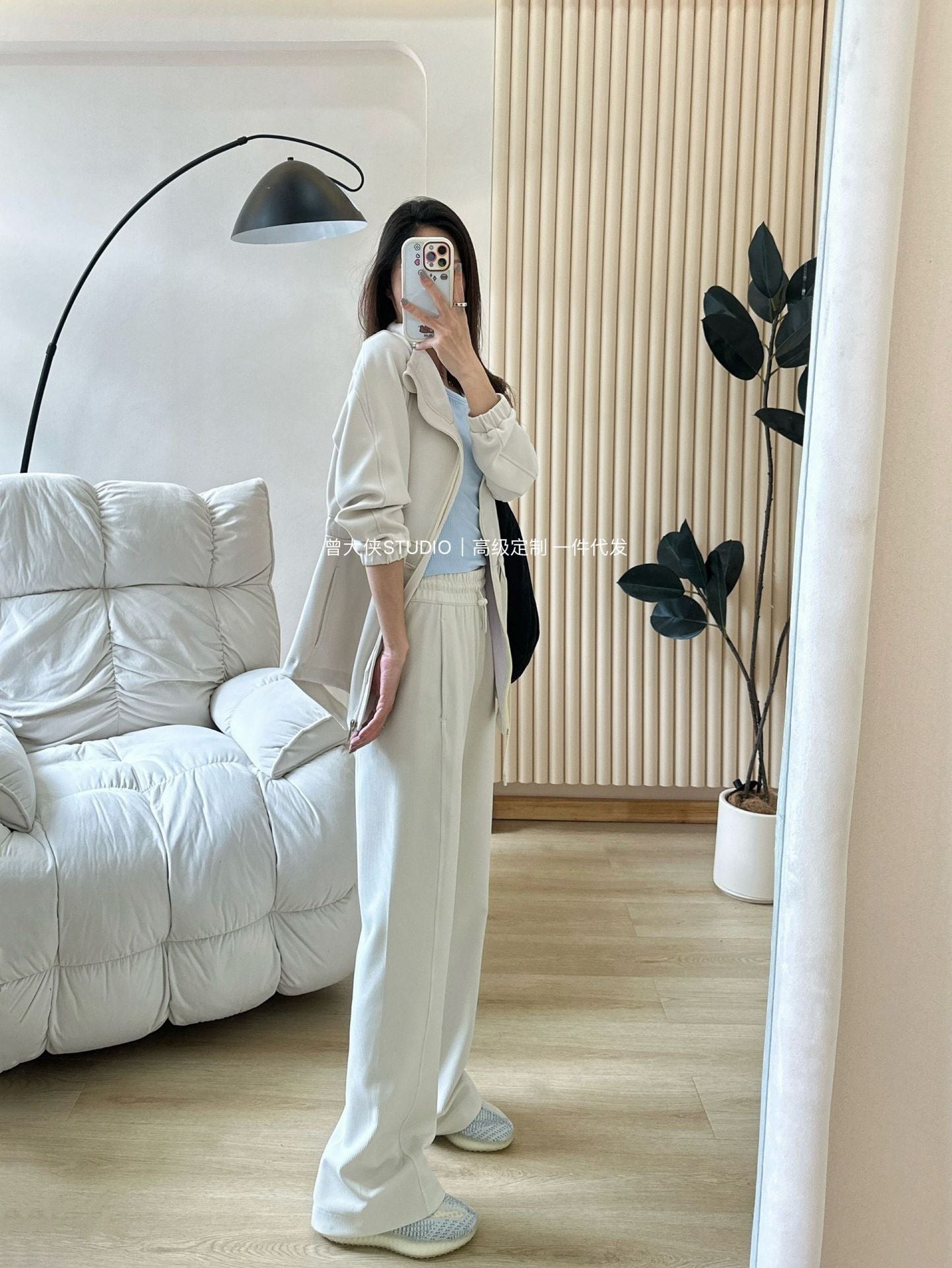 *LULU Same Style Softstreme Threaded High-Waisted Draped Casual Yoga Straight Narrow Wide-Leg Pants for Women