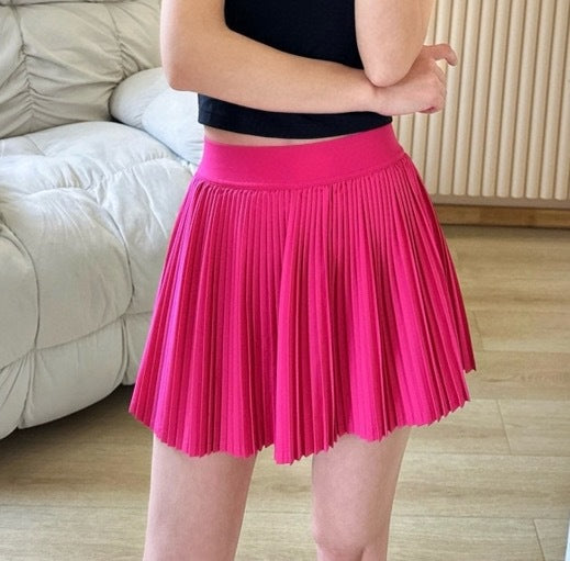 Practical Anti-slip Tennins Pleated Skirt Women Slimming Running Inner Lining Anti-Exposure Breathable Sports Yoga Fitness Pants Pleated Skirt activewear