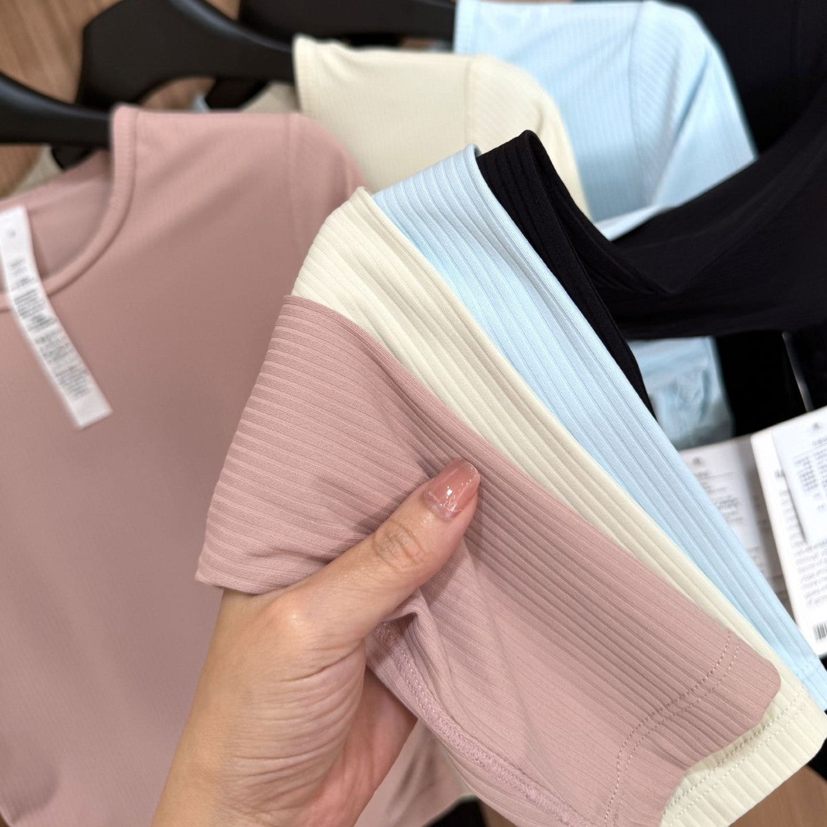 All it takes Threaded Long Sleeve Yoga Sports T T-shirt Fitness High Waist Pleated Slim Top