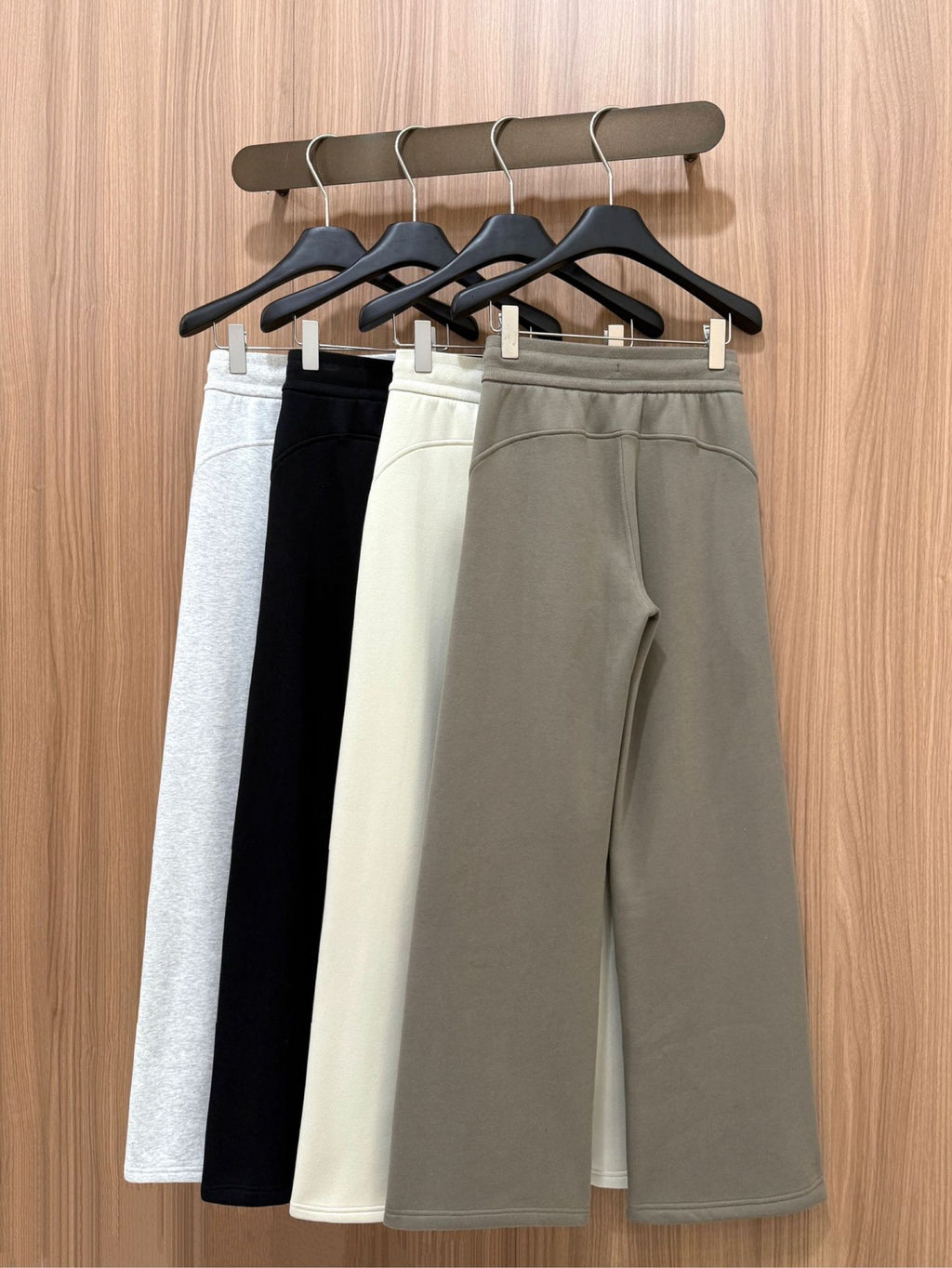 Scub Fleece-Lined High-Waisted Drawstring Wide-Leg Pants Warm Casual Versatile Slimming Autumn Winter Floor-Length Sweatpants 1266