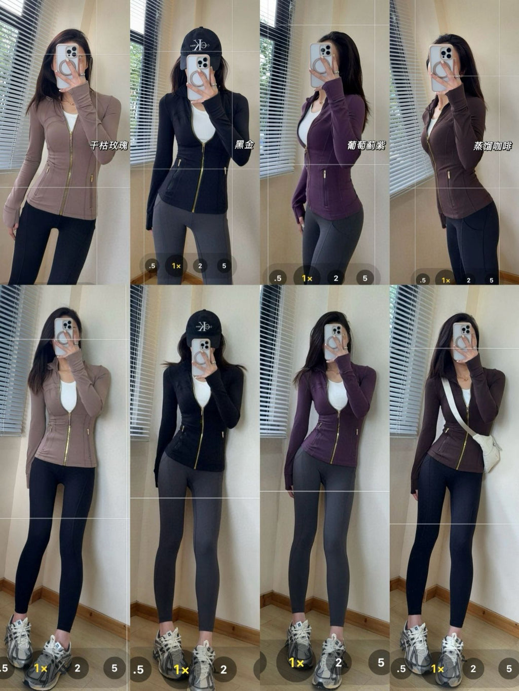 *define Gold Zipper Stand Collar Yoga Shirt lulu The same style slim-fit slimming sports fitness running jacket coat