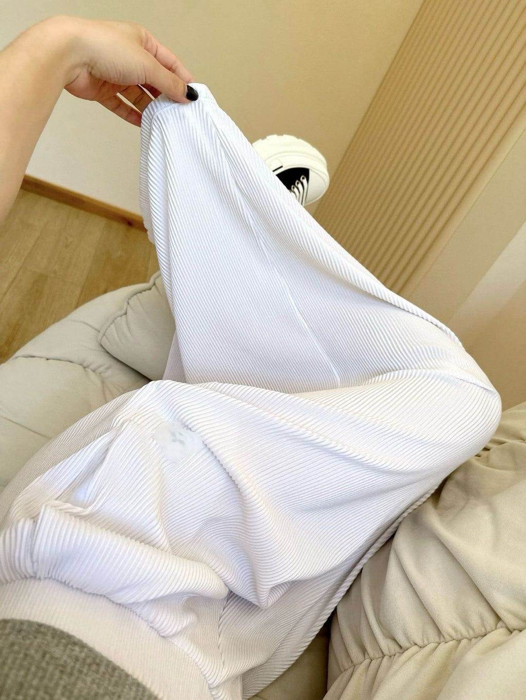 *Alo Higt Waist High Waist Organ Pleated Wide Leg Pants Soft Loose Slimming Pants Casual Lazy Floor Length