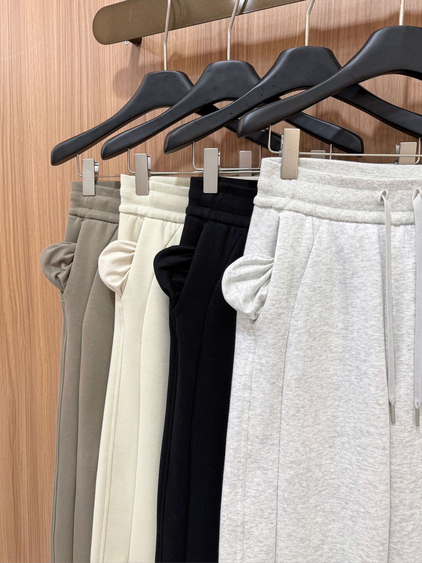 Scub Fleece-Lined High-Waisted Drawstring Wide-Leg Pants Warm Casual Versatile Slimming Autumn Winter Floor-Length Sweatpants 1266