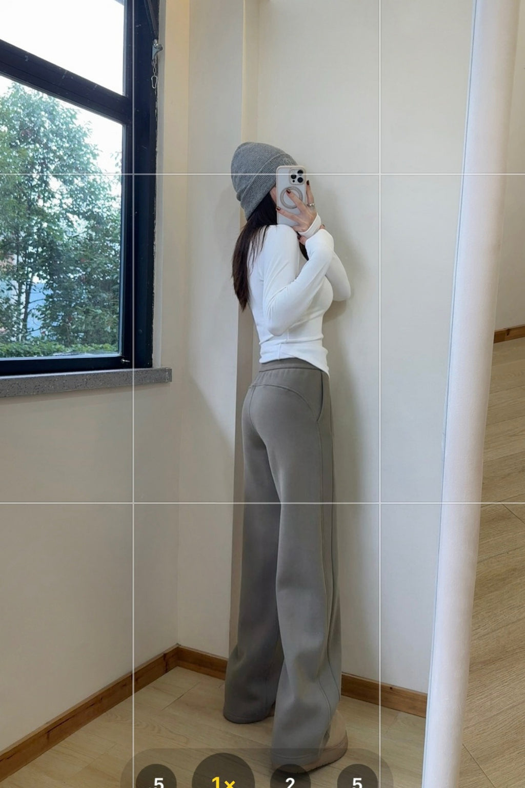Scub Fleece-Lined High-Waisted Drawstring Wide-Leg Pants Warm Casual Versatile Slimming Autumn Winter Floor-Length Sweatpants 1266