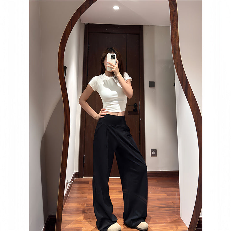 High Waisted Wide Leg Yoga Pants for Women Lycra Fabric Lounge Pants with Pockets Tummy Control & Butt Lifting Yoga Trousers