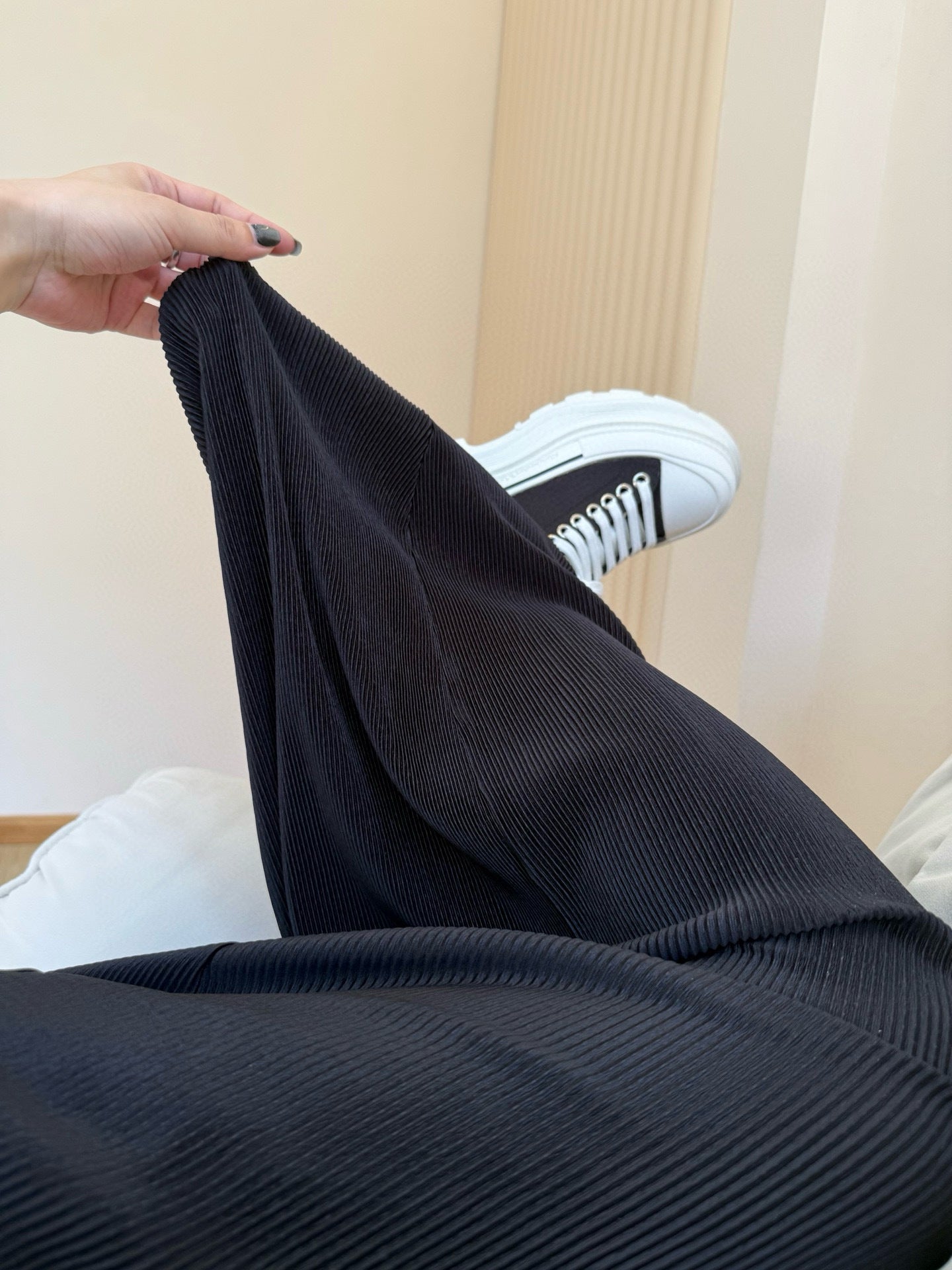 *Alo Higt Waist High Waist Organ Pleated Wide Leg Pants Soft Loose Slimming Pants Casual Lazy Floor Length