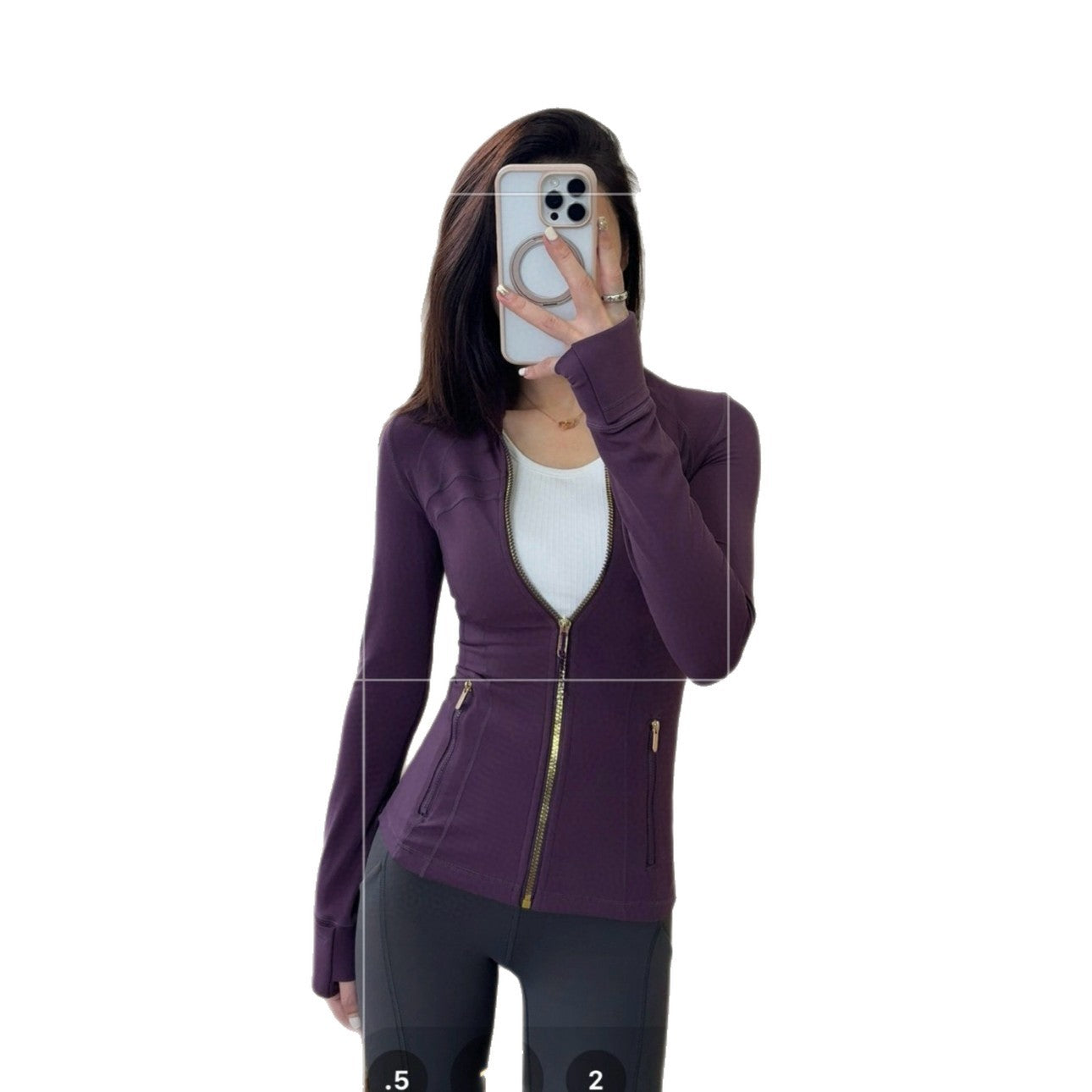 *define Gold Zipper Stand Collar Yoga Shirt lulu The same style slim-fit slimming sports fitness running jacket coat