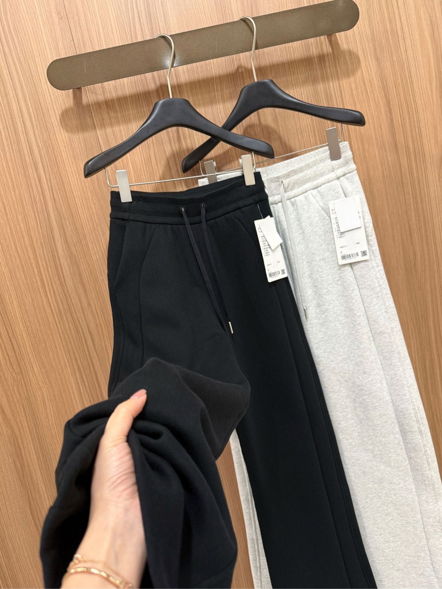 Scub Fleece-Lined High-Waisted Drawstring Wide-Leg Pants Warm Casual Versatile Slimming Autumn Winter Floor-Length Sweatpants 1266