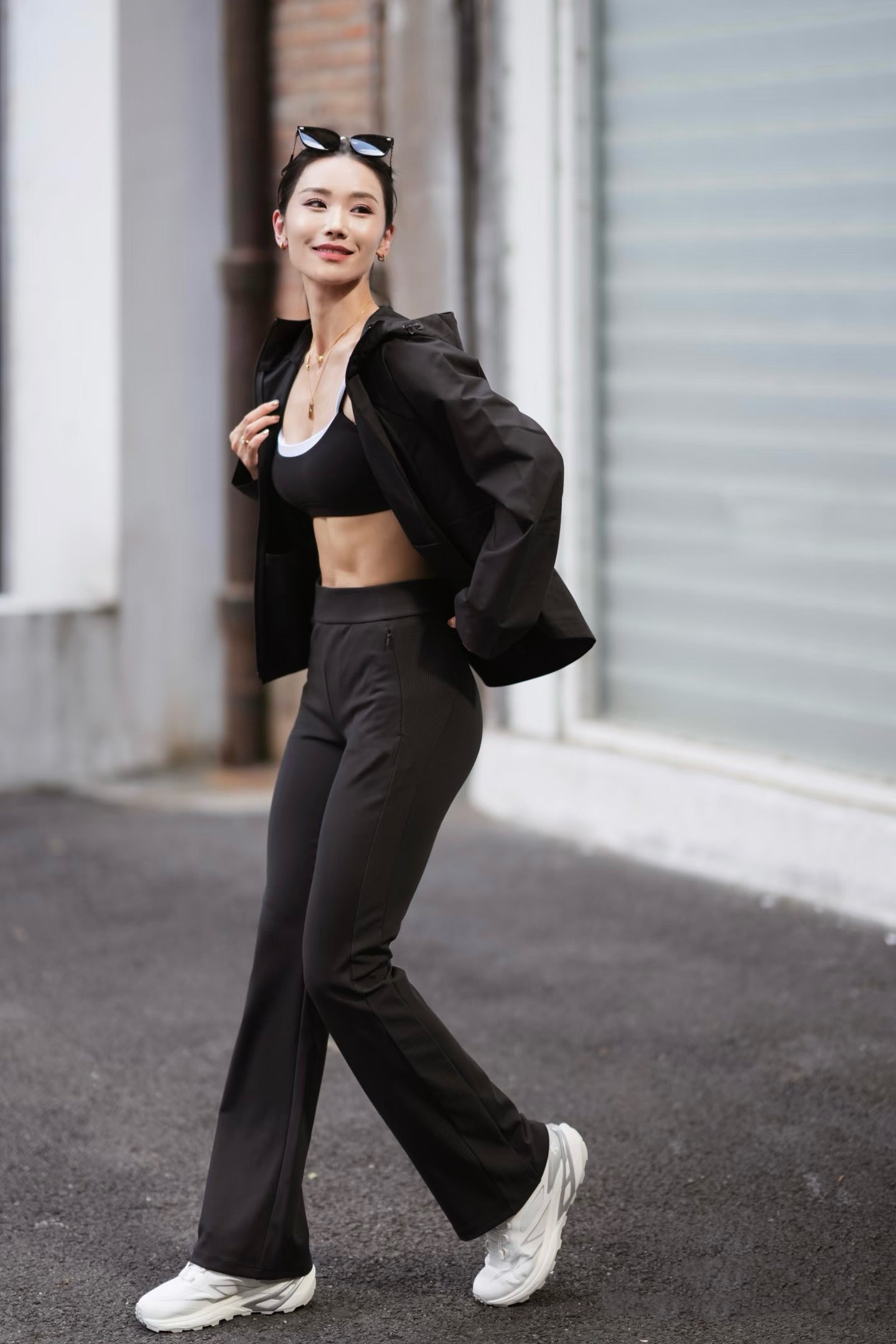 Women's Black High-Waist Stretchy Moisture-Wicking Activewear Pants