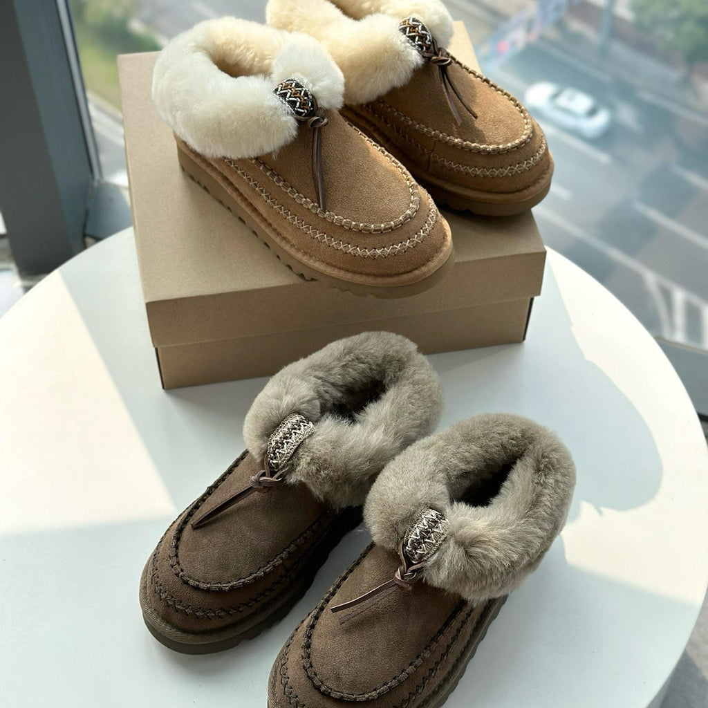 Water-Resistant Suede Platform Snow Boots Cozy Sheepskin Lined Winter Ankle Boot Thick Sole Winter Boots