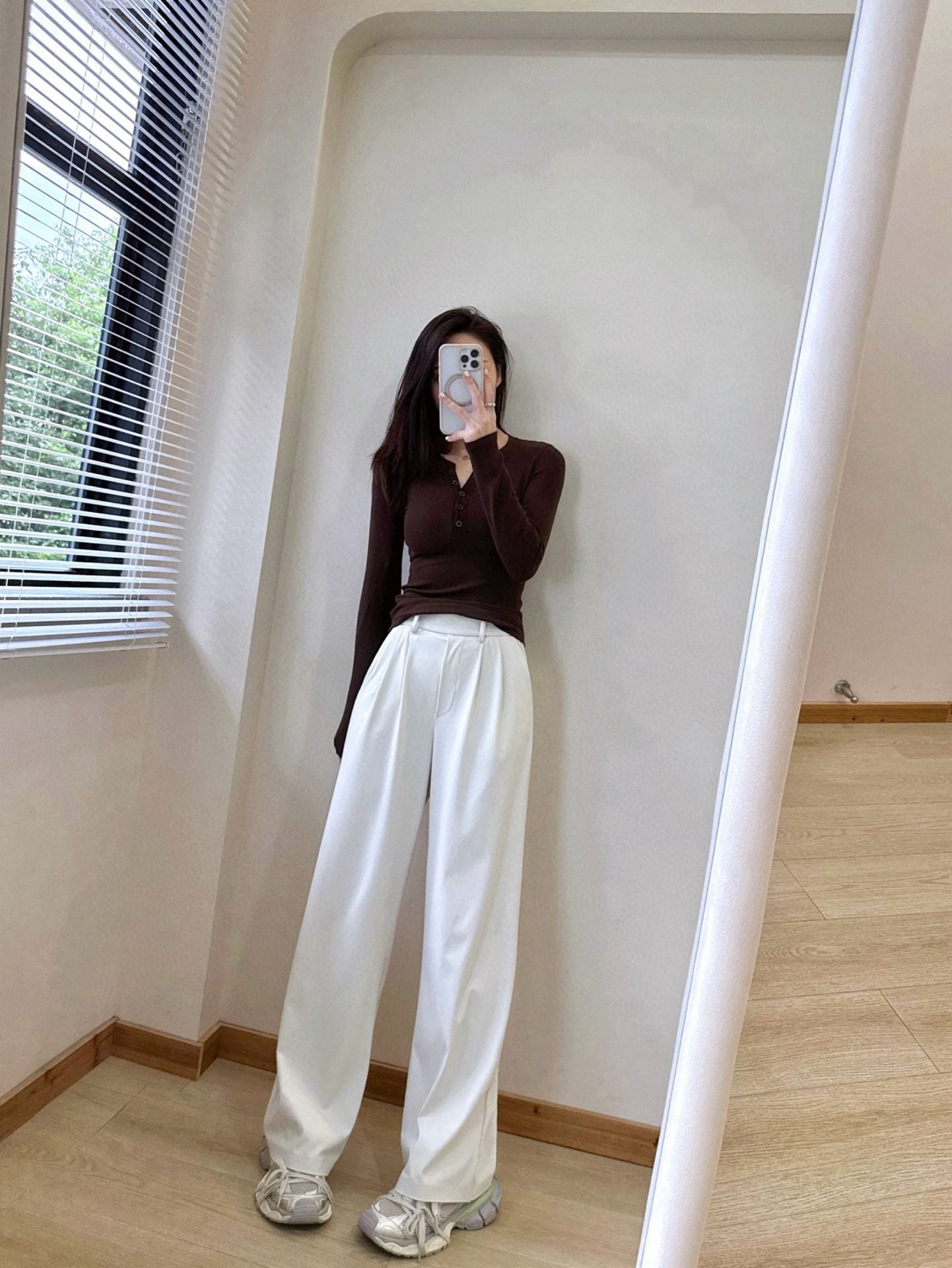 Daydrift Stretch Casual Trousers Draped Four-Way Stretch Elastic High Waist Lazy Loose Wide-Leg Pants for Women