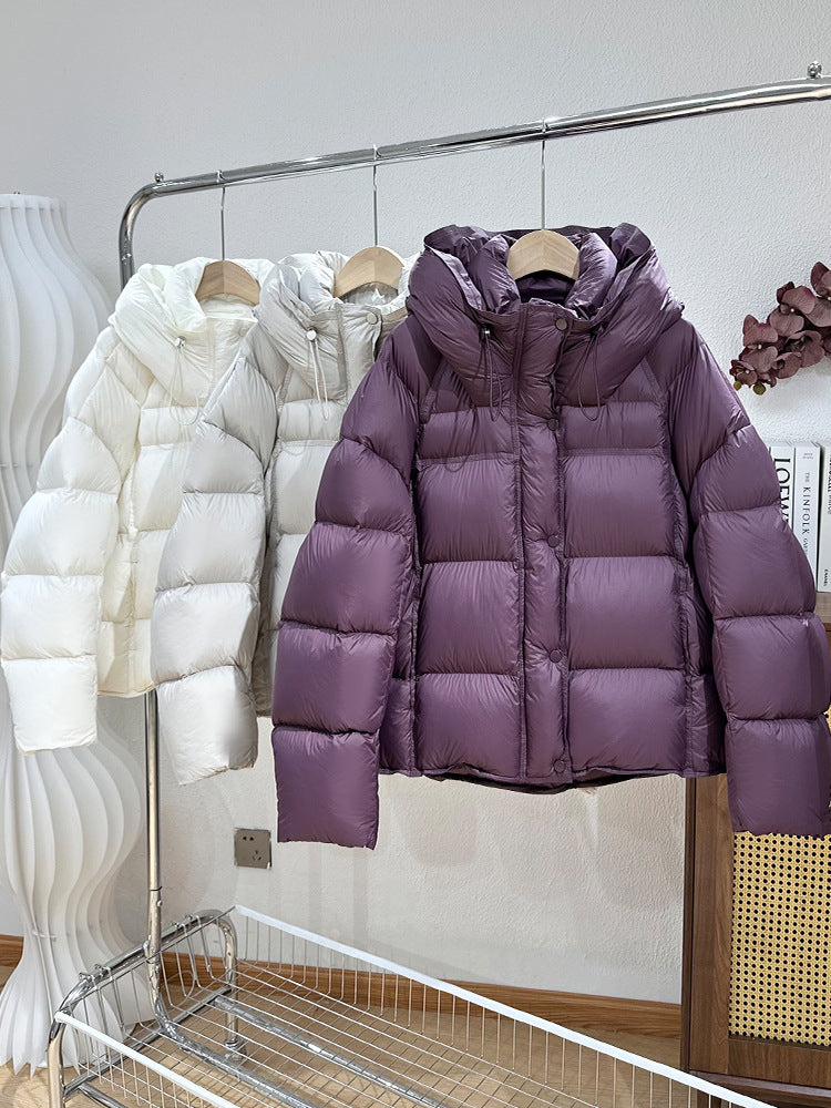 Ultra-Light High Fill Power White Goose Down Jacket Anti-Leakage Tech & Breathable Nylon Shell 90% Northern White Goose Down Parka - 800FP Fluffy Warmth with Innovative Anti-Down Stitching