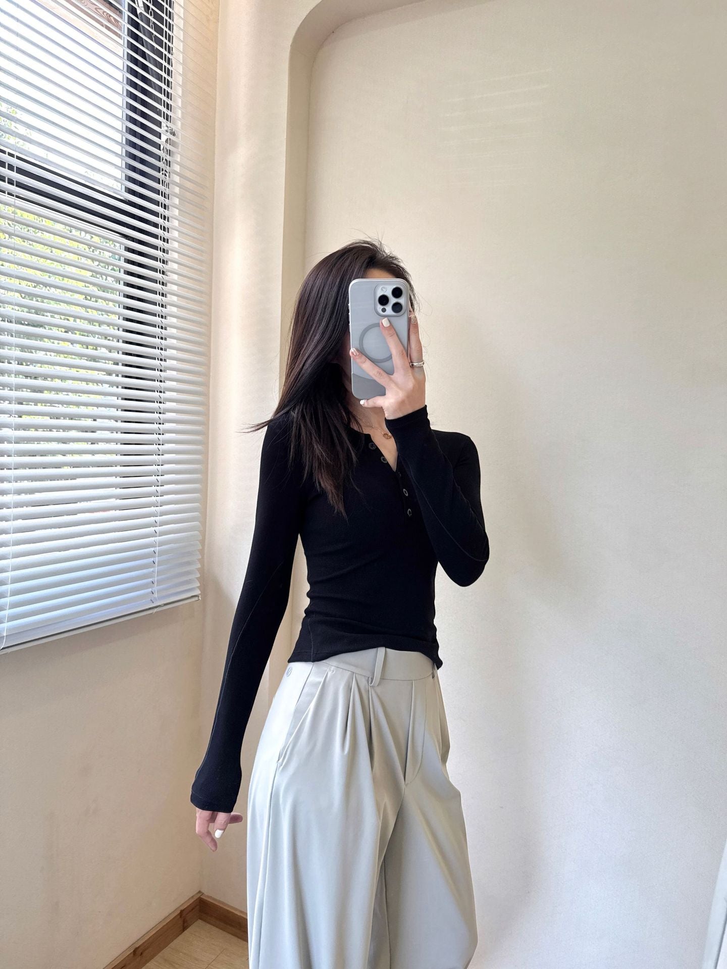 *lulu Same Style Hold Tight Modal Henley Shirt Slim Fit Yoga Fitness Sports Base Layer T Women's T-shirt