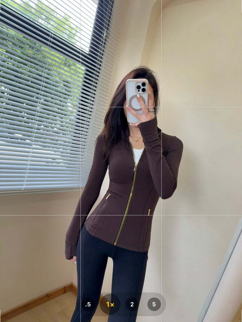 *define Gold Zipper Stand Collar Yoga Shirt lulu The same style slim-fit slimming sports fitness running jacket coat