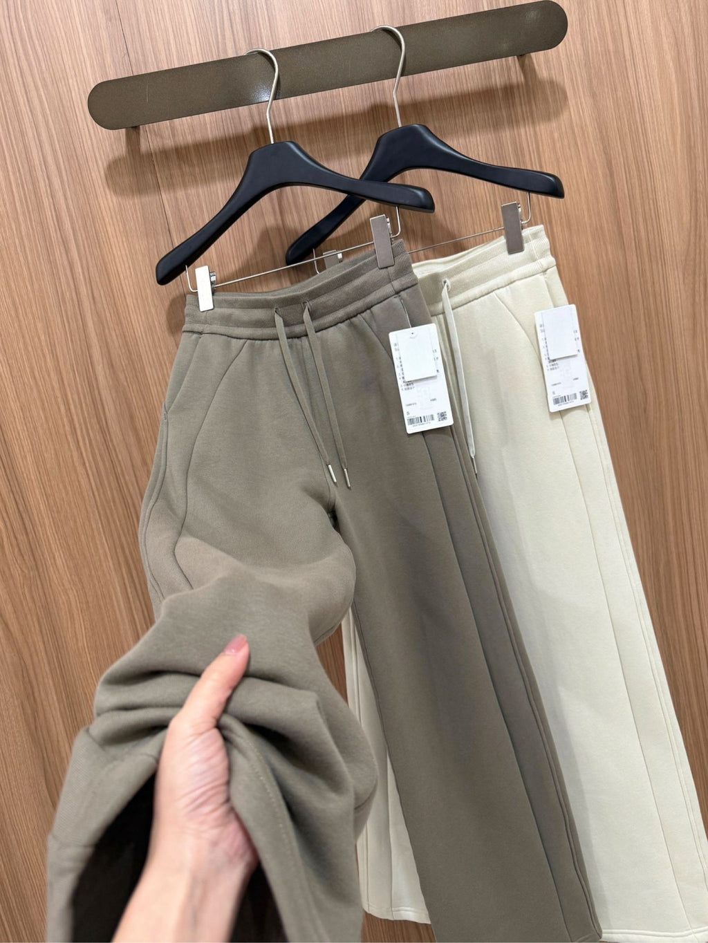 Scub Fleece-Lined High-Waisted Drawstring Wide-Leg Pants Warm Casual Versatile Slimming Autumn Winter Floor-Length Sweatpants 1266