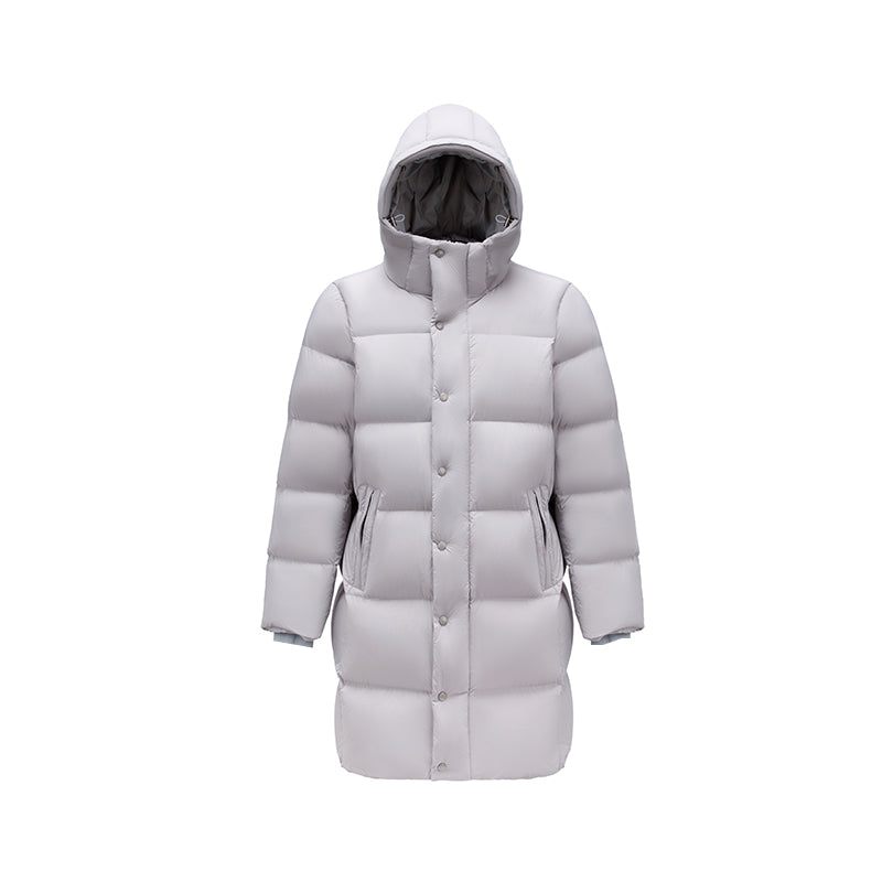 Long Duck Down Jacket With  6 horizontal baffles Hooded 850FP Warm Puffy Unisex Black Pocket Woman Man Easy Clean model 2323