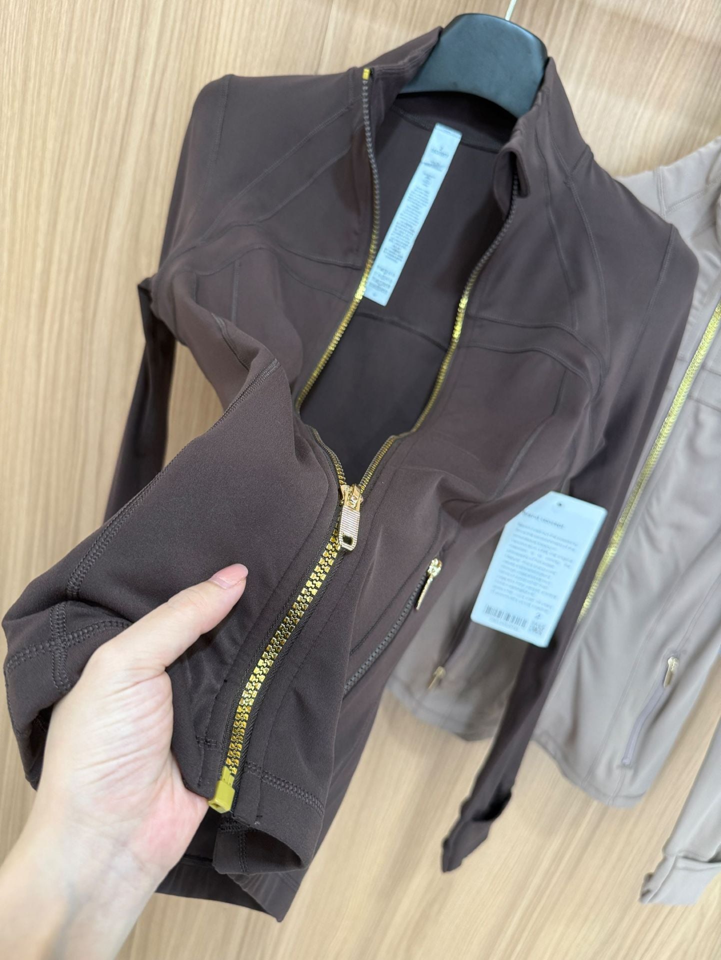 *define Gold Zipper Stand Collar Yoga Shirt lulu The same style slim-fit slimming sports fitness running jacket coat