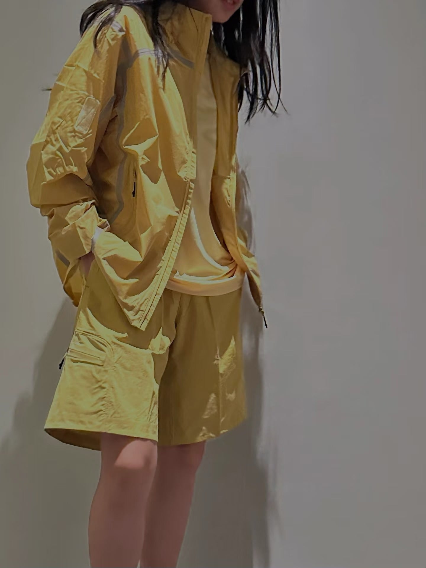 Unisex Lightweight Waterproof Reflective Yellow Outdoor Jacket Quick-Drying