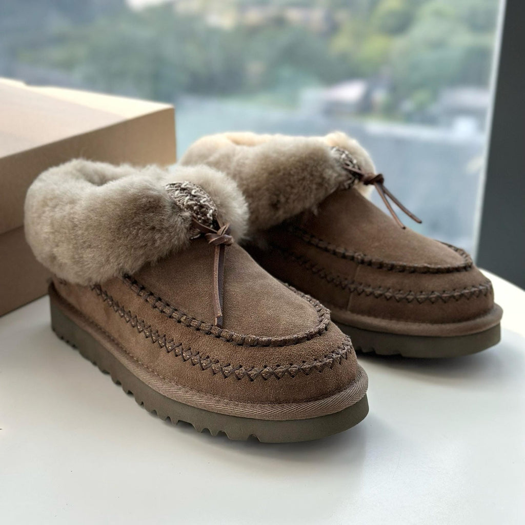 Water-Resistant Suede Platform Snow Boots Cozy Sheepskin Lined Winter Ankle Boot Thick Sole Winter Boots