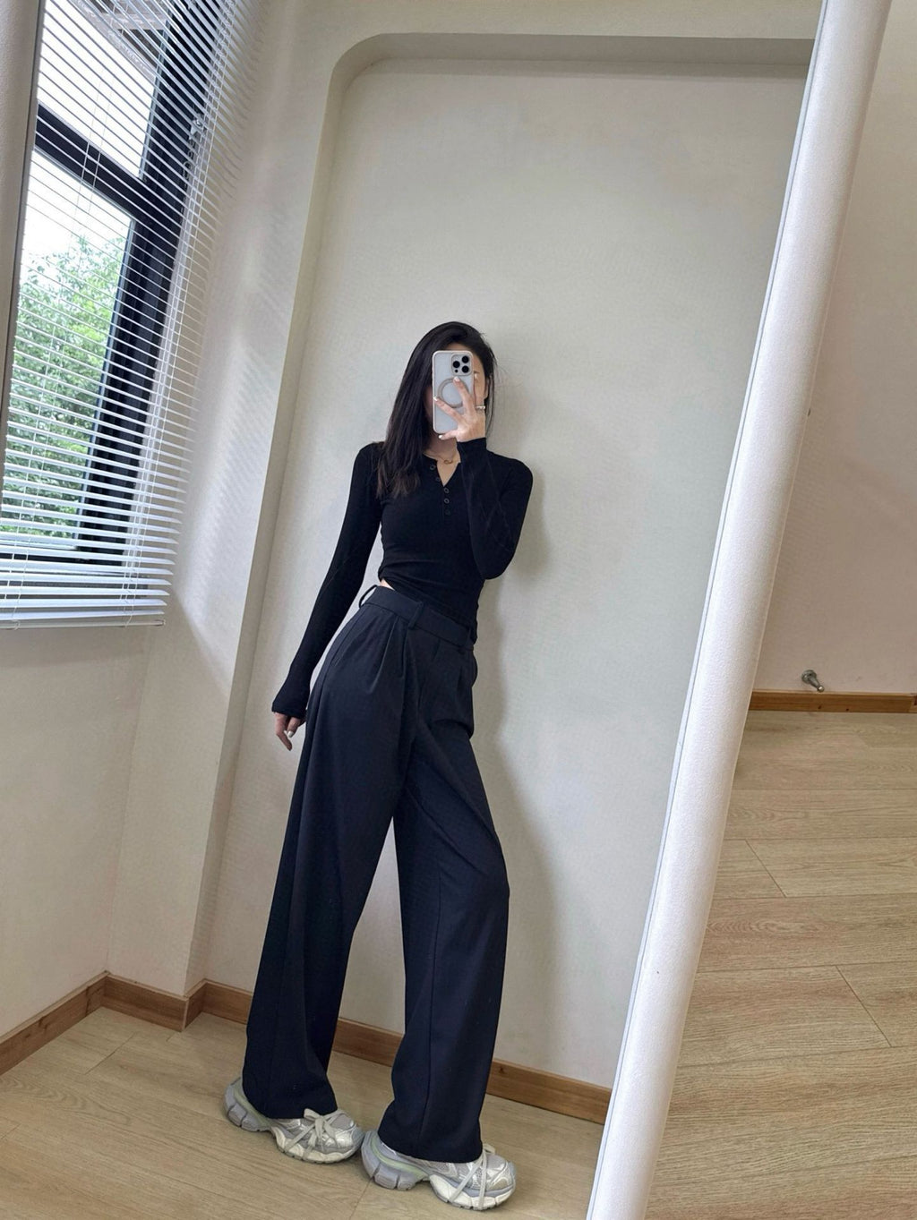 Daydrift Stretch Casual Trousers Draped Four-Way Stretch Elastic High Waist Lazy Loose Wide-Leg Pants for Women