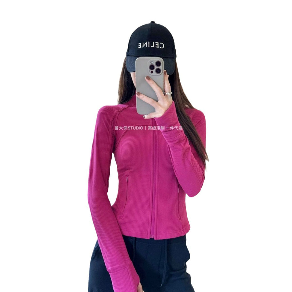 *Define Short Threaded Jacket lulu Yoga clothing for women, slim-fit outdoor fitness sun-protective sports slimming jacket