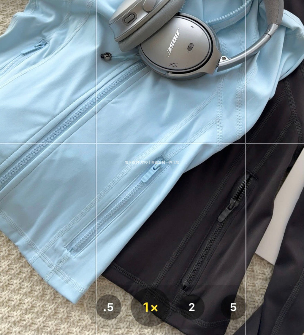 *Define Canada Short Style Cropped Yoga Sports Jacket Women's Slim Stand Collar Fitness Jacket Spring Women